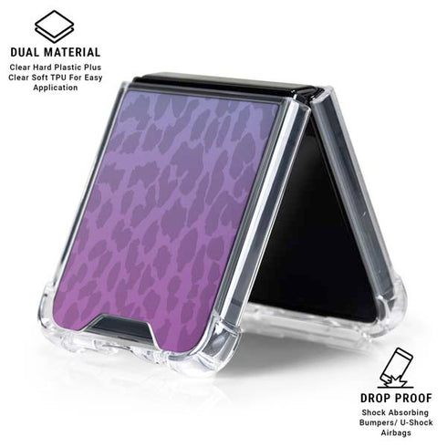 Cheetah Print Purple and Blue Galaxy Z Flip6 Clear Case